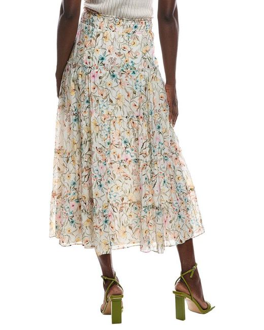 Vince Camuto Natural Tiered Smocked Waist Midi Skirt