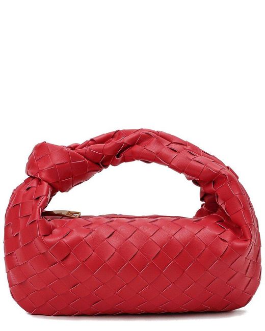 Tiffany & Fred Red Woven Leather Knot-handle Pouch