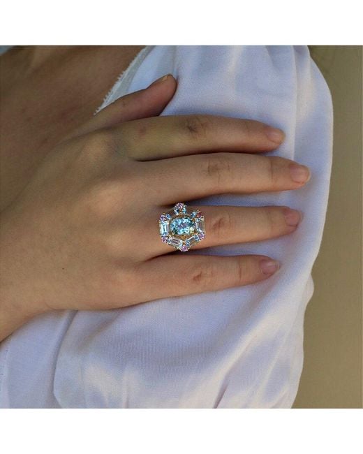 Nina Zhou Jewelry Blue 14K 6.10 Ct. Tw. Gemstone Cocktail Ring