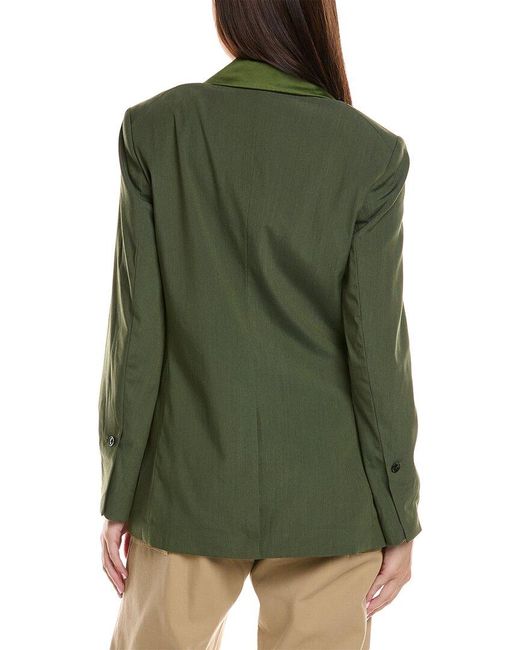 3.1 Phillip Lim Green Shawl Lapel Wool-Blend Blazer