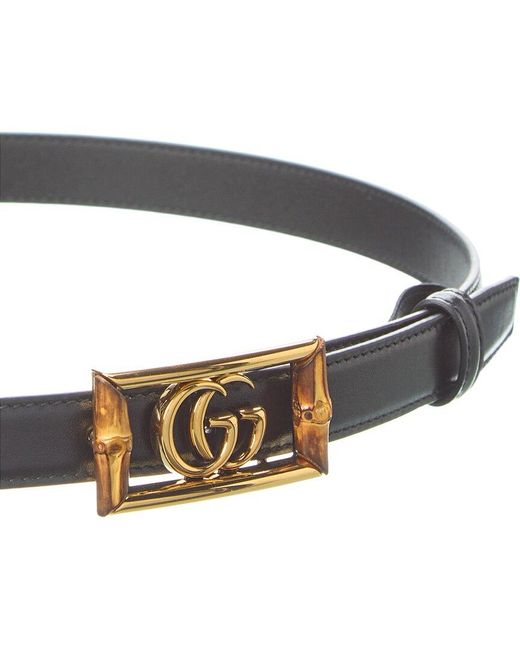 Gucci Black Double G Bamboo Leather Belt