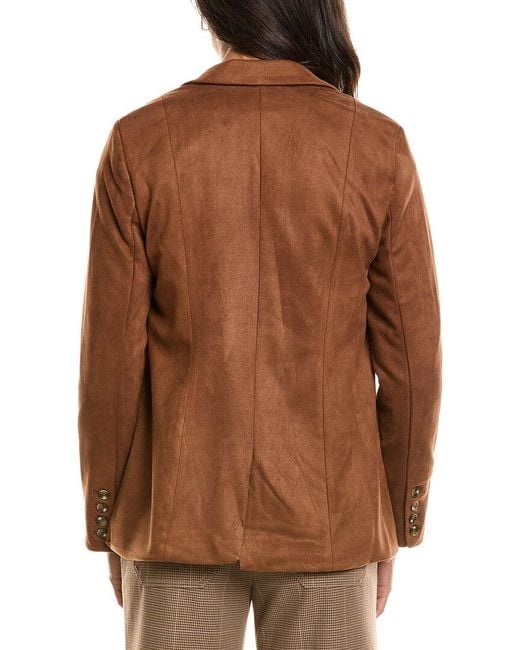 Tahari Brown Notch Collar Single-Button Blazer