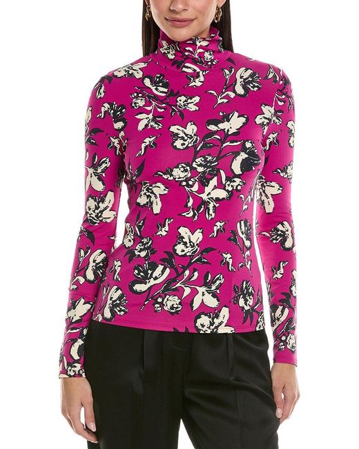 St. John Red Magnolia Floral Top