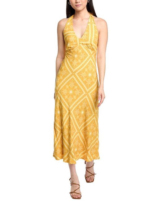 LOST AND WANDER Yellow Radiant Retreat Midi Dress