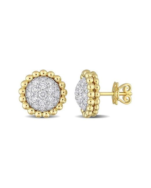 Diamond Select Cuts Metallic 14k Two-tone 1.40 Ct. Tw. Diamond Halo Earrings