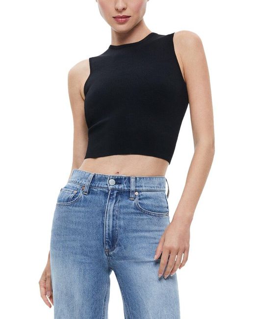 Alice + Olivia Blue Loe Lace Up Back Sleeveless Sweater