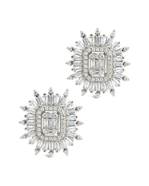 Sterling Forever White Rhodium Plated Cz Mari Studs