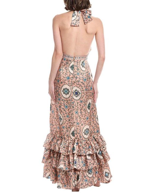 Agua Bendita Pink Cofre Linen & Silk-Blend Maxi Dress