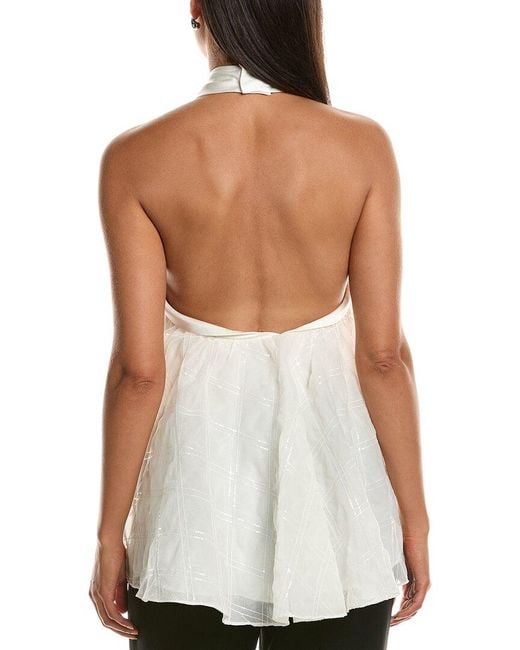 Brunello Cucinelli White Silk Capelet Top