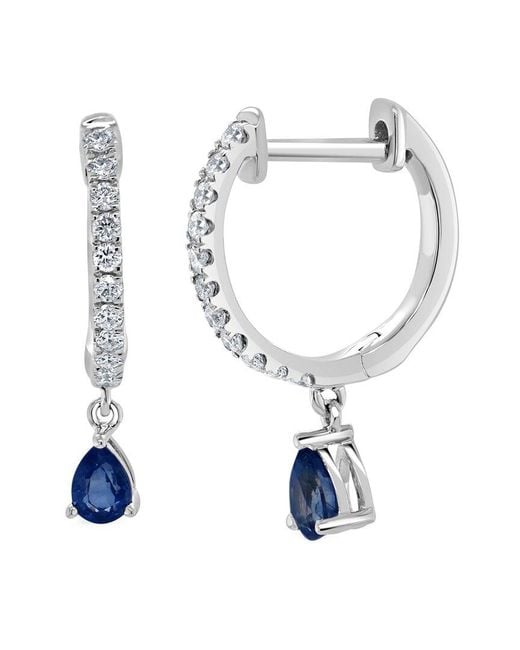 Sabrina Designs White 14k 0.58 Ct. Tw. Diamond & Sapphire Drop Earrings