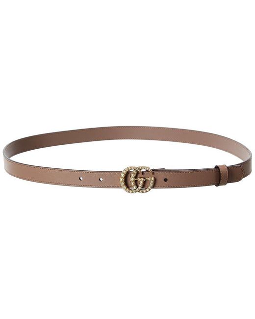 Gucci Pink Gg Buckle Pearl Leather Belt