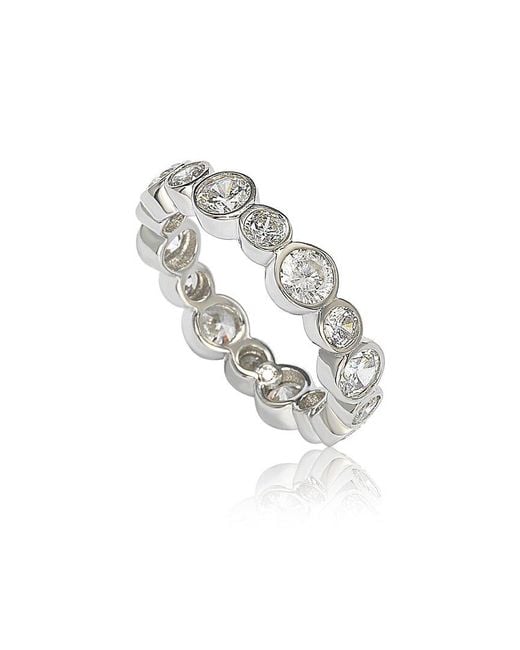 Suzy Levian White Silver Cz Eternity Ring