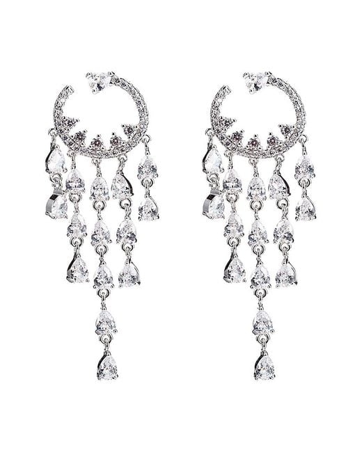 Eye Candy LA White Luxe Collection Rhodium Plated Cz Scarlett Dangle Earrings