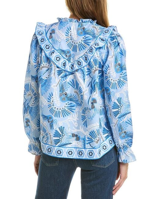 Sail To Sable Blue Ruffle Top