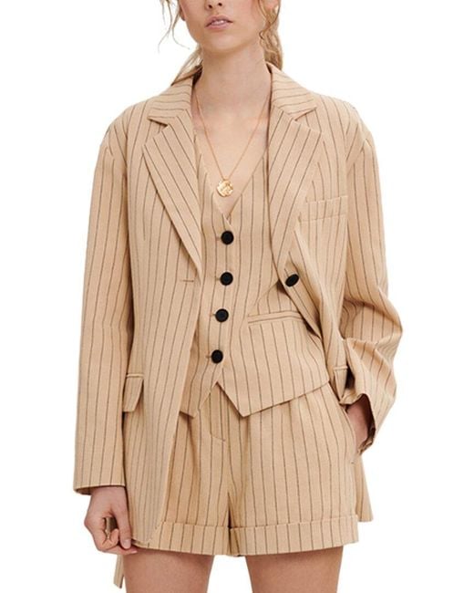 Maje Natural Linen-blend Suit Blazer