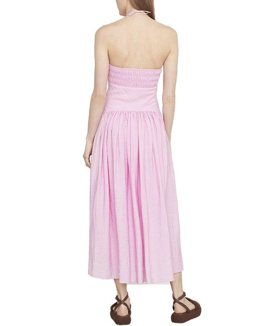 Vince Pink Ruched Halter Neck Dress