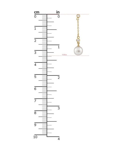 Masako Pearls White Splendid Pearls 14k 0.04 Ct. Tw. Diamond & 7-7.5mm Akoya Pearl Dangling Earrings