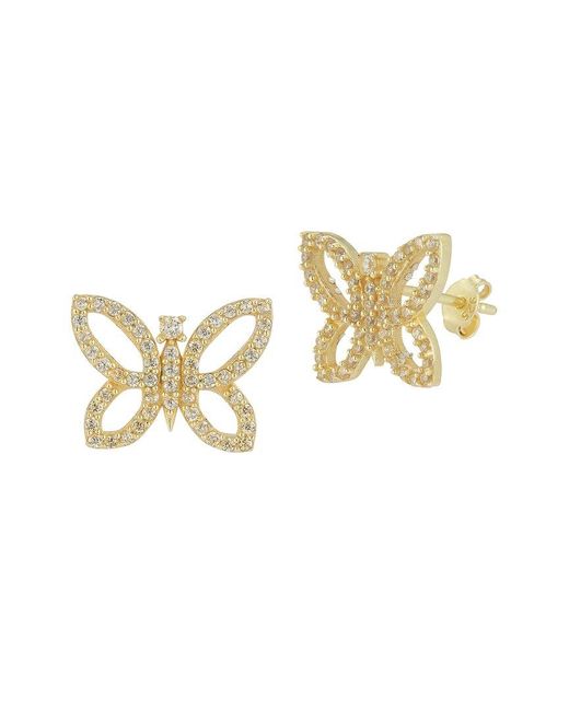 Glaze Jewelry Metallic 14k Over Silver Cz Butterfly Earrings