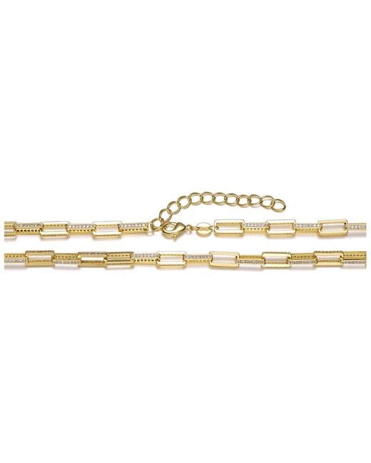 Genevive Jewelry Metallic 14k Over Silver Cz Necklace