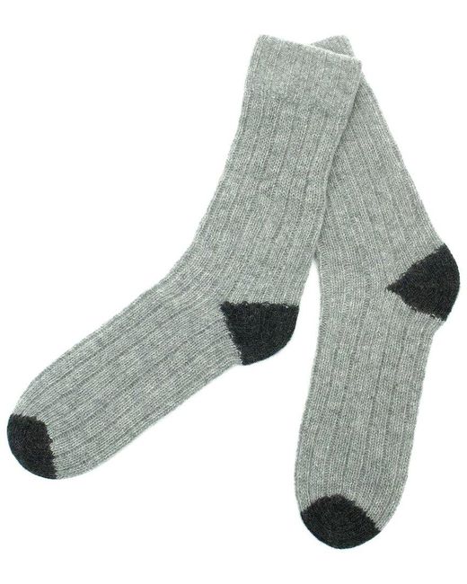 Portolano Gray Cashmere Contrast Ribbed Socks