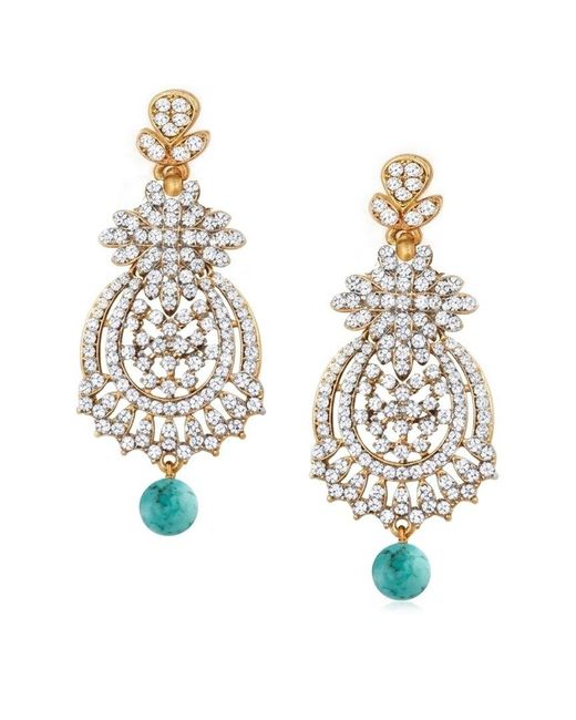 Liv Oliver Metallic 18K Plated 16.00 Ct. Tw. Cz Floral Filigree Drop Earrings