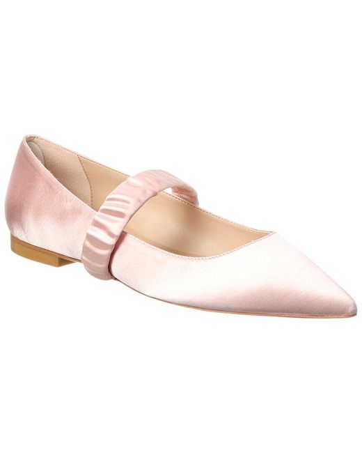 Stuart Weitzman Pink Maxine Satin Ballet Flat
