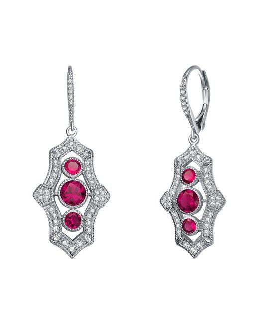 Genevive Jewelry Pink Silver Earrings