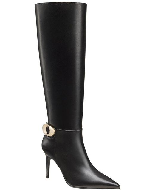Stuart Weitzman Black Stuart Power Buckle Leather Boot