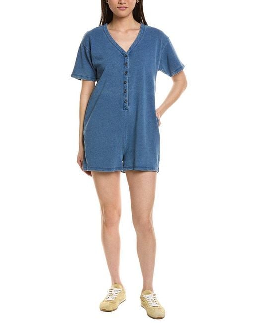 Z Supply Blue Enid Knit Denim Romper