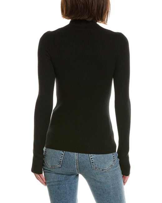 DL1961 Black Ribbed Turtleneck Wool-Blend Top