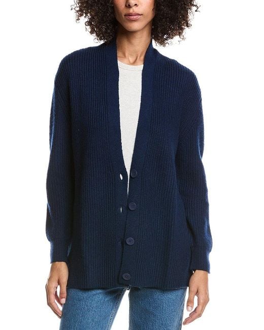 Forte Blue Boyfriend Wool & Cashmere-blend Cardigan