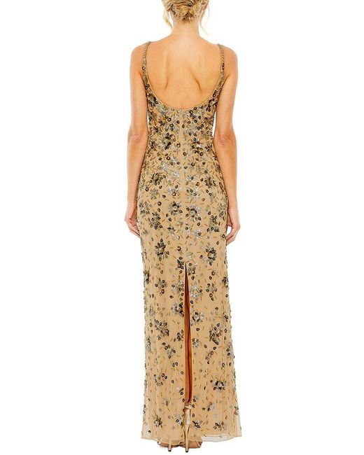 Mac Duggal Metallic Embellished Scoop Neck Evening Gown