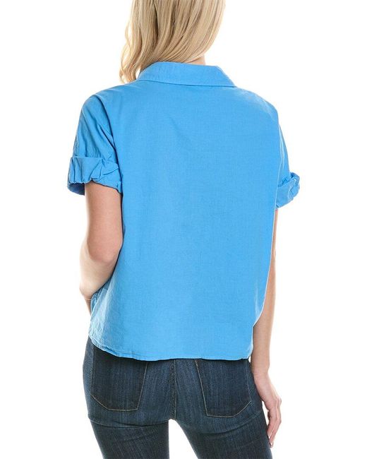 Stateside Blue Poplin Front Twist Shirt