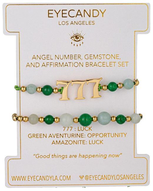 Eye Candy LA Green Gemstone Bracelet Set