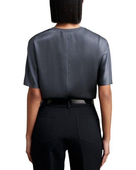 Reiss Blue Lena Silk Short Sleeve Top