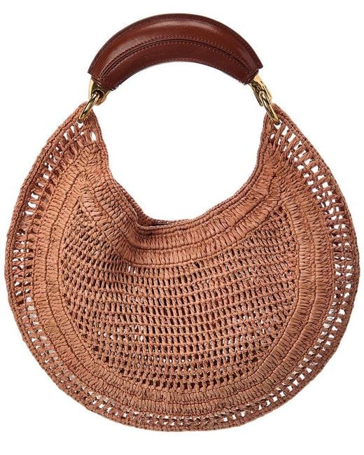 Chloé Brown Summer Banana Raffia & Leather Hobo Bag