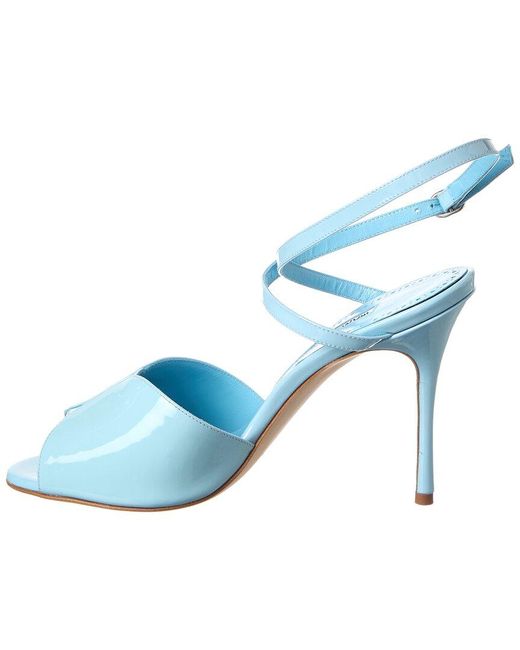 Manolo Blahnik Blue Hourani 105 Patent Sandal