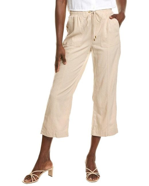 Ellen Tracy Natural Linen-Blend Pant