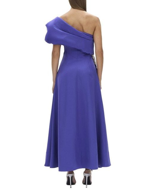 Rachel Gilbert Purple Marlo Wool & Silk-Blend A-Line Dress