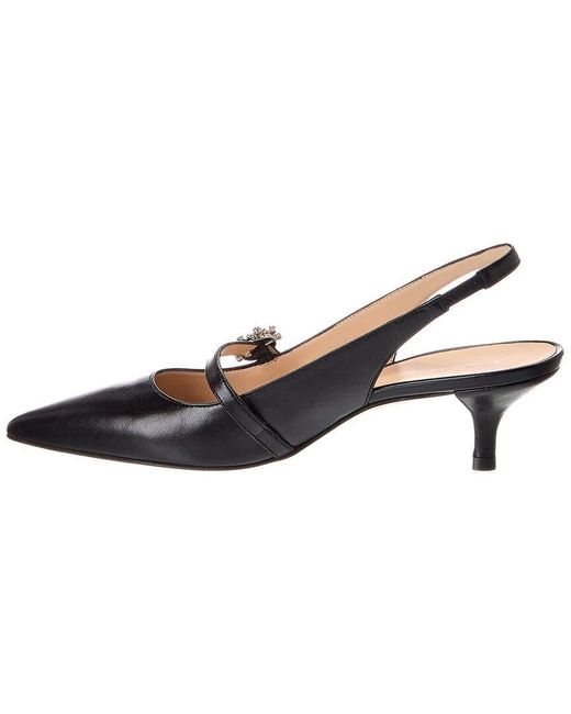 Stuart Weitzman Black Aura Mary Jane Leather Slingback Pump