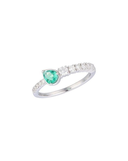 Gregg Ruth Blue 14K 0.61 Ct. Tw. Diamond & Emerald Ring