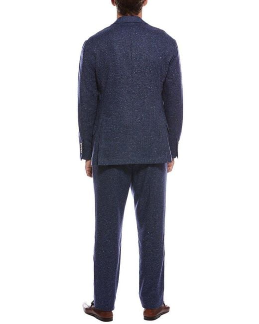 Brunello Cucinelli Blue 2Pc Pleated-Front Wool & Cashmere-Blend Suit for men
