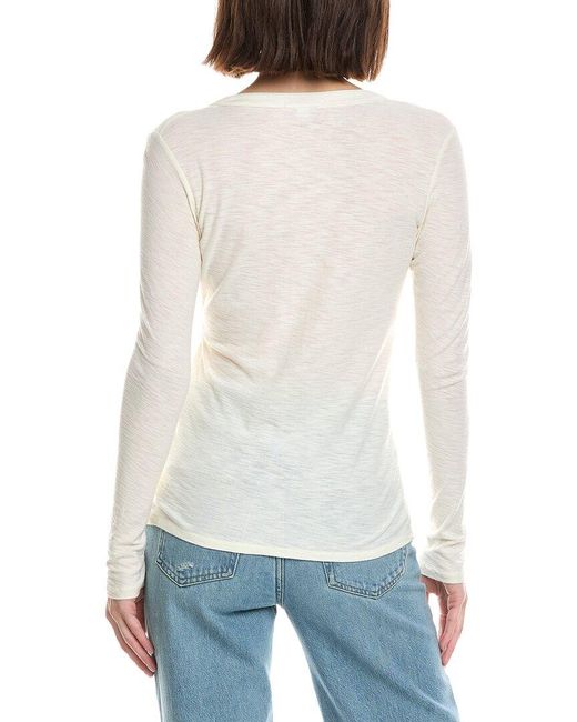 James Perse White Jersey Henley Top