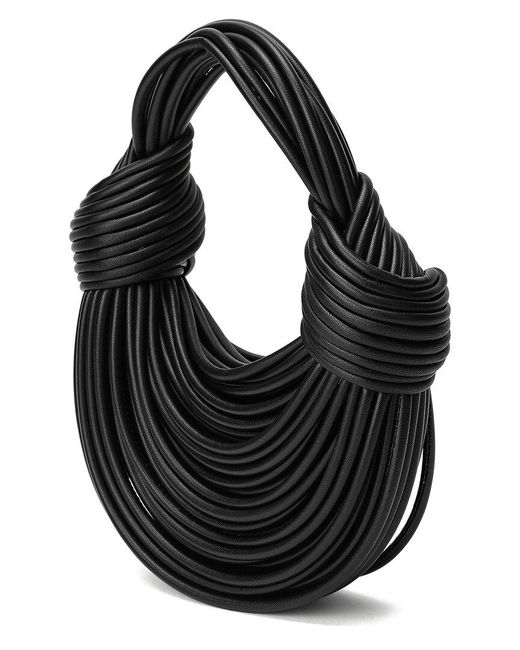 Tiffany & Fred Paris Black Smooth Leather String Bag