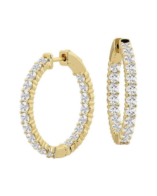 Lab Grown Diamonds Metallic 14k 3.00 Ct. Tw. Lab Grown Diamond Inside Out Hoops