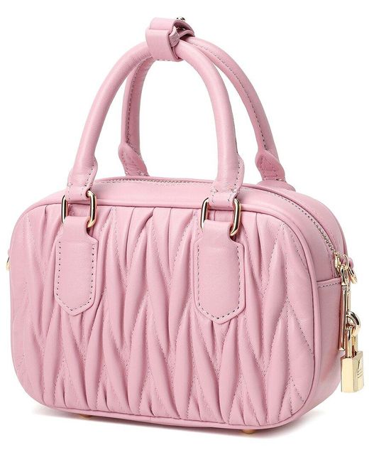 Tiffany & Fred Paris Pink Pleated Leather Satchel