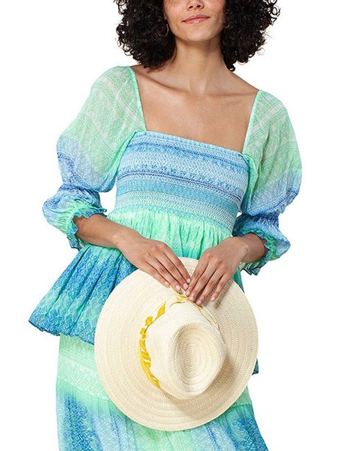 Hale Bob Blue Smocked Top