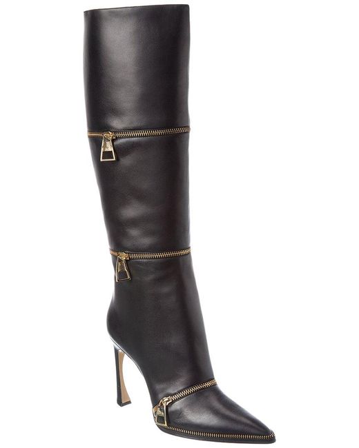 Alexandre Birman Black Zoe 85 Leather Knee-High Boot