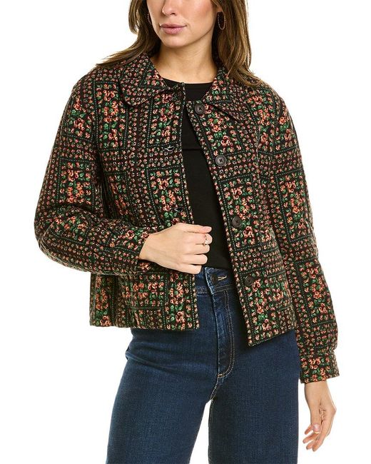 Boden Black Quilted Printed Jacket