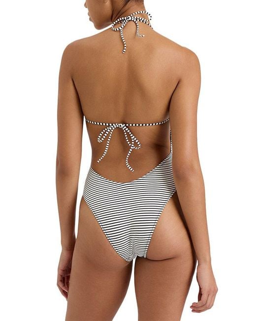 Solid & Striped White Zaria One-piece